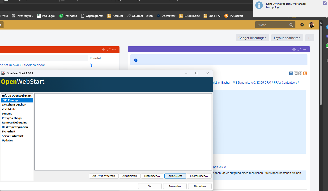 Error message over local search